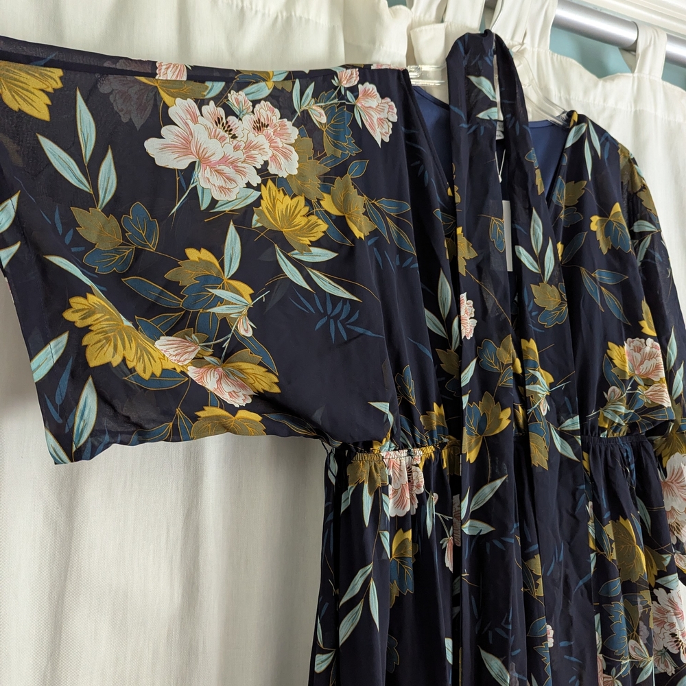 Baltic Born Navy Floral Wrap Maxi Dress XXL